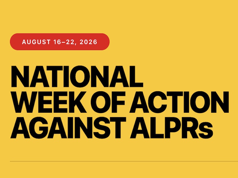 National Week of Action Against ALPRs: August 16-22, 2026